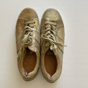 Joie Dakota lace up sneakers metallic gold women’s 37.5 EUC